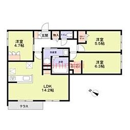 ハイテラス千里山 3LDKの間取図画像