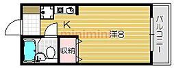 ハイムメルシ幸 1Kの間取図画像