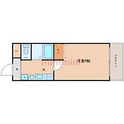 INOVE上山手 1Kの間取図画像