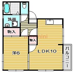 ドミールコウA 1LDKの間取図画像
