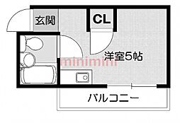 ハッピー・ド・千里山 ワンルームの間取図画像