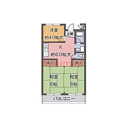 グリーンハイツ正雀 3DKの間取図画像