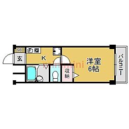 大伸マンション 1Kの間取図画像