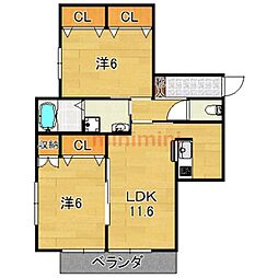 メゾンLilyBell 2LDKの間取図画像