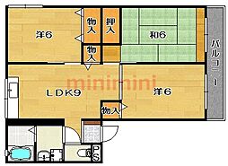 クレアトゥール新堂B棟 3LDKの間取図画像