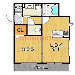アンビエラ天王A 1LDKの間取図画像