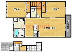 エスポワール・アイ北春日丘1 2LDKの間取図画像