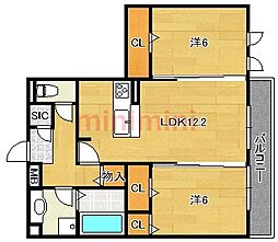 モナルダ東宮 2LDKの間取図画像