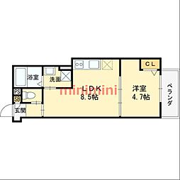 JR東海道・山陽本線 摂津富田駅 徒歩11分の賃貸アパート 3階1LDKの間取り