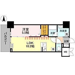 茨木市中津町マンション 1LDKの間取図画像