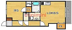 第1萩谷マンション 1LDKの間取図画像
