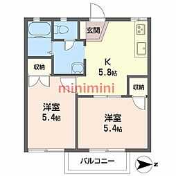 ハイツシャローム 2Kの間取図画像