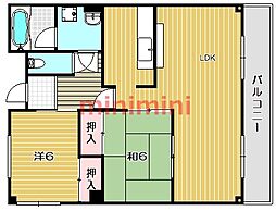 サンハート南茨木 2LDKの間取図画像