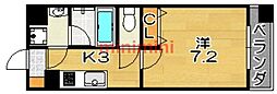 URBANEX高槻芥川 1Kの間取図画像