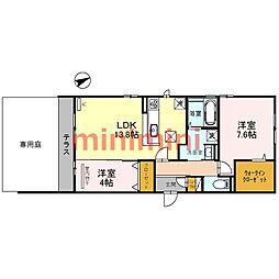 セジュールミヤケ 2LDKの間取図画像