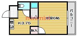 津之江パークハイツ2号館 1Kの間取図画像