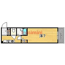 サンメゾン吹田 1Kの間取図画像