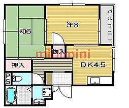 アーバンライフフミ 2DKの間取図画像
