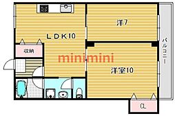 レオハイム須賀 2LDKの間取図画像