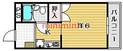 イーストヴィレッジ茨木 ワンルームの間取図画像