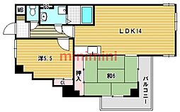 ベルハウス高槻 2LDKの間取図画像