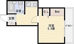 横山ハイツ 4階1Kの間取り