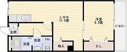 マンション完洋荘 1LDKの間取図画像