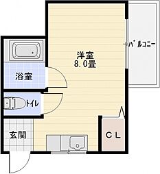 畑本ハイツ ワンルームの間取図画像