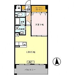 キラクマンション 4階1LDKの間取り