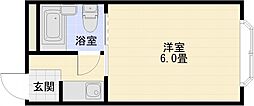 ロイヤル柏原 1Kの間取図画像