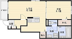 カルム　メゾン 2階1LDKの間取り