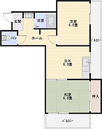 広光ハイツ 2DKの間取図画像