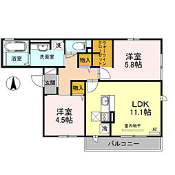 セクレール北本町C 2LDKの間取図画像