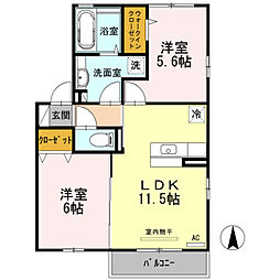 ソレアードカーサ 2LDKの間取図画像