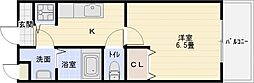 ラフィネ弓削 1Kの間取図画像