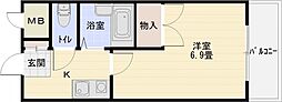 リーベハイツ・青山 1Kの間取図画像
