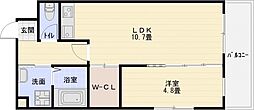 ピオニー久宝寺 1LDKの間取図画像