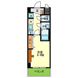 美園イーグル 1Kの間取図画像