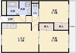 ルネアルマーニ 2LDKの間取図画像