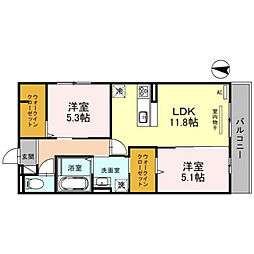 ミュアフィールド 2LDKの間取図画像