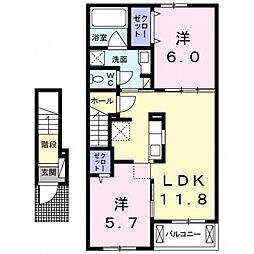 ファミールレイ 2LDKの間取図画像