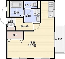 アニスベール玉手山 ワンルームの間取図画像