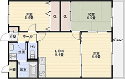 サンウォーク2 3LDKの間取図画像