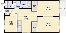 コーポ柏原 3DKの間取図画像
