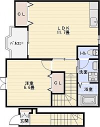 ブラッセル 1LDKの間取図画像