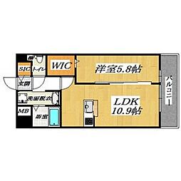 フェリシア宮町 1LDKの間取図画像