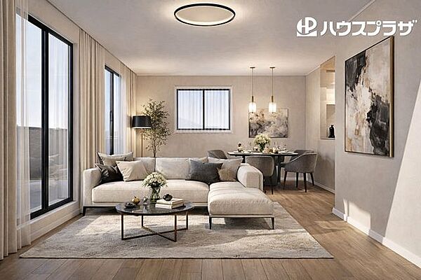 1号地参考プランで建築した場合の内観パース■建物面積106.19平米■建物価格2655万円(税込)※掲載の内観イメージCGは計画段階の図面を基に描き起こしたもので、実際の物とは異なります。