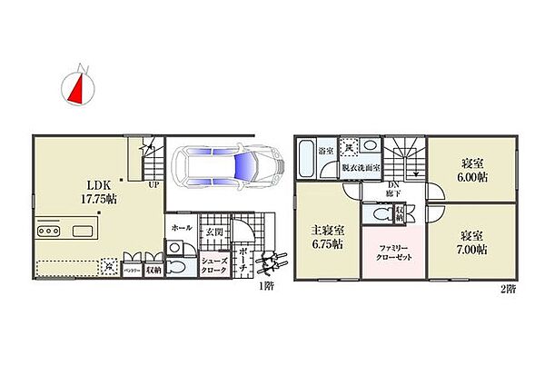 建築した場合の参考プラン■建物面積107.64平米■建物価格3996万円(税込)※建物本体価格に設計・外構・地盤調査費用などが含まれております。