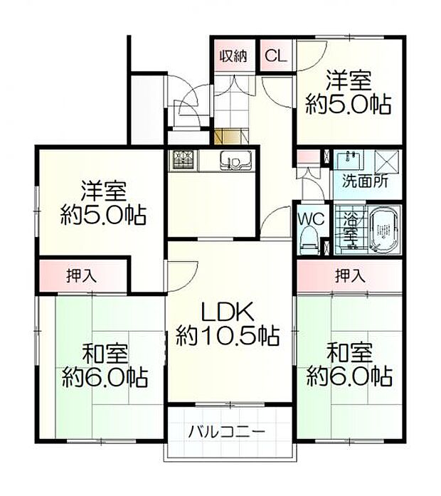 米ケ袋第2パークマンション(4LDK) 4階の間取り
