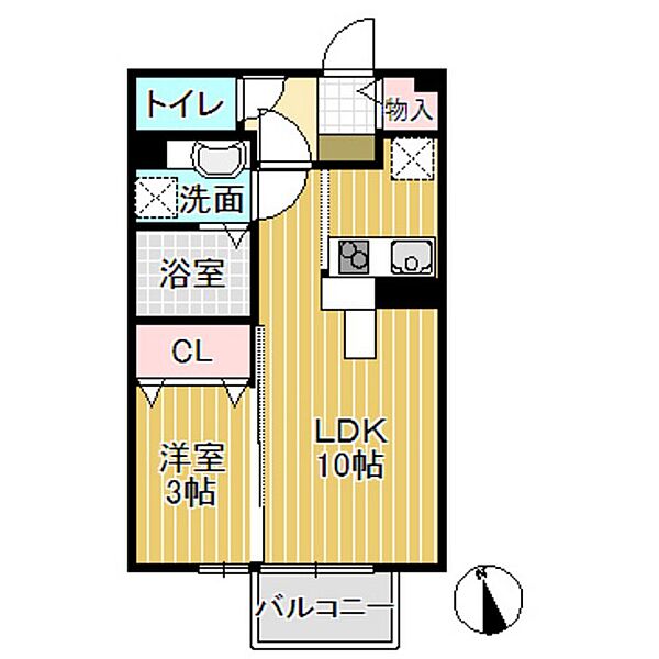 ソレイユルヴァン C棟 205｜富山県砺波市林(賃貸アパート1LDK・2階・33.39㎡)の写真 その2